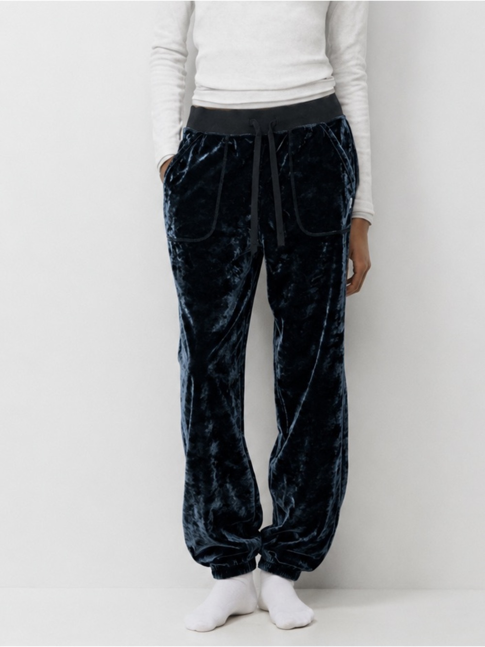 La Senza Velour Lounge Pants Black Navy Size S NWT